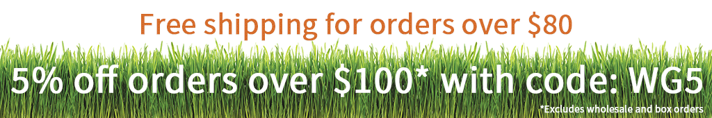 Free shipping for orders over $80. 5% off orders over $100 with code. Excludes wholesale and box orders.